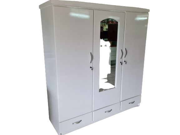 3 Door Wardrobe Solid Wood MDF-Plated – Elegant Storage Solution for Your Bedroom