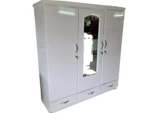 3 Door Wardrobe Solid Wood MDF-Plated – Elegant Storage Solution for Your Bedroom