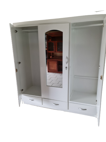 3 Door Wardrobe Solid Wood MDF-Plated – Elegant Storage Solution for Your Bedroom