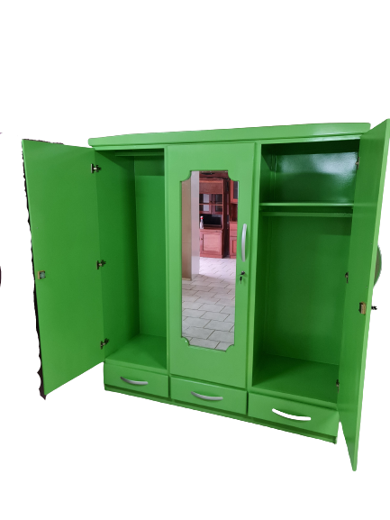 3 Door Wardrobe Solid Wood MDF-Plated – Elegant Storage Solution for Your Bedroom