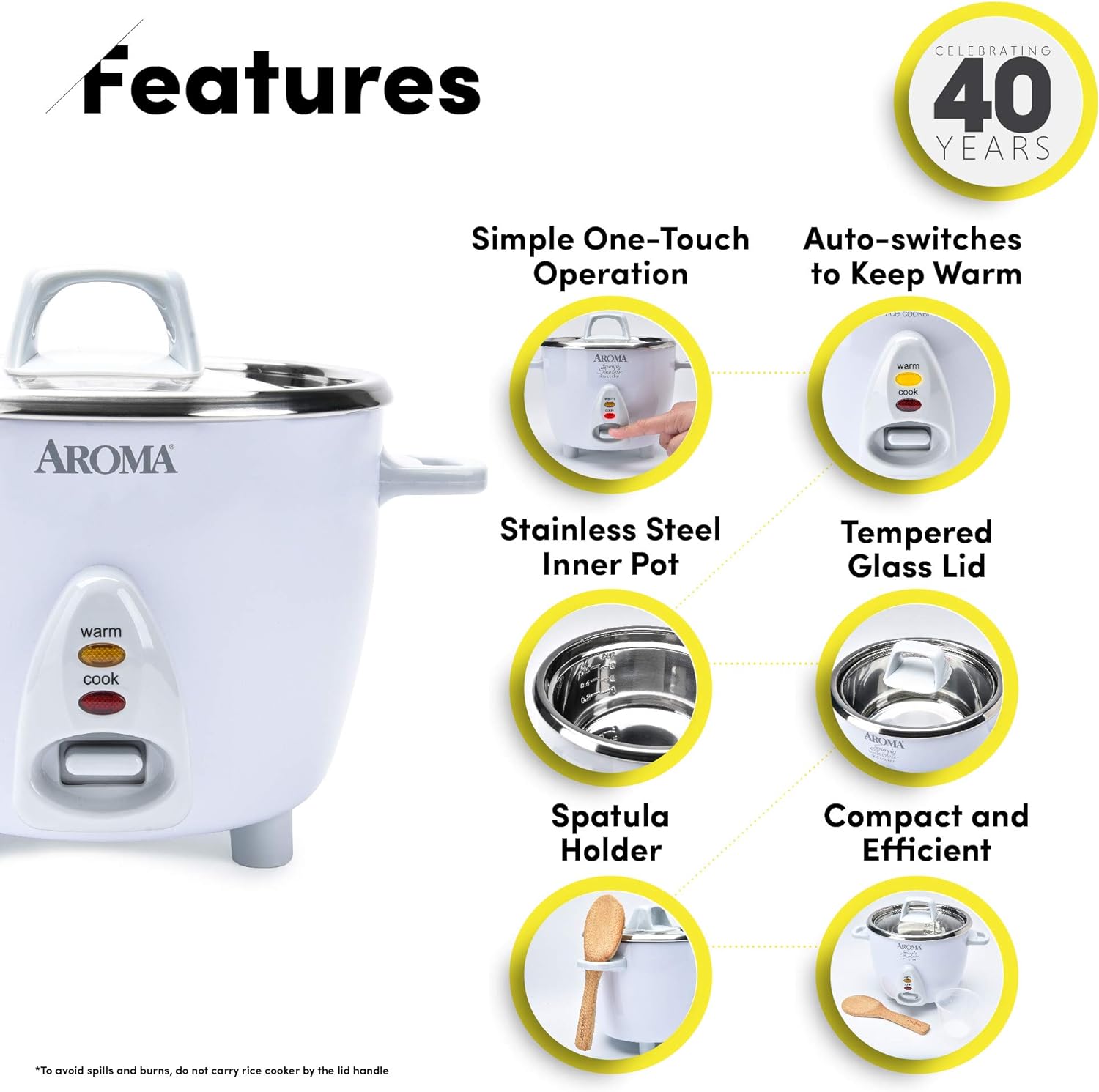Aroma Housewares Select Stainless Rice Cooker & Warmer with Uncoated Inner Pot, 14-Cup(cooked) / 3Qt, ARC-757SG