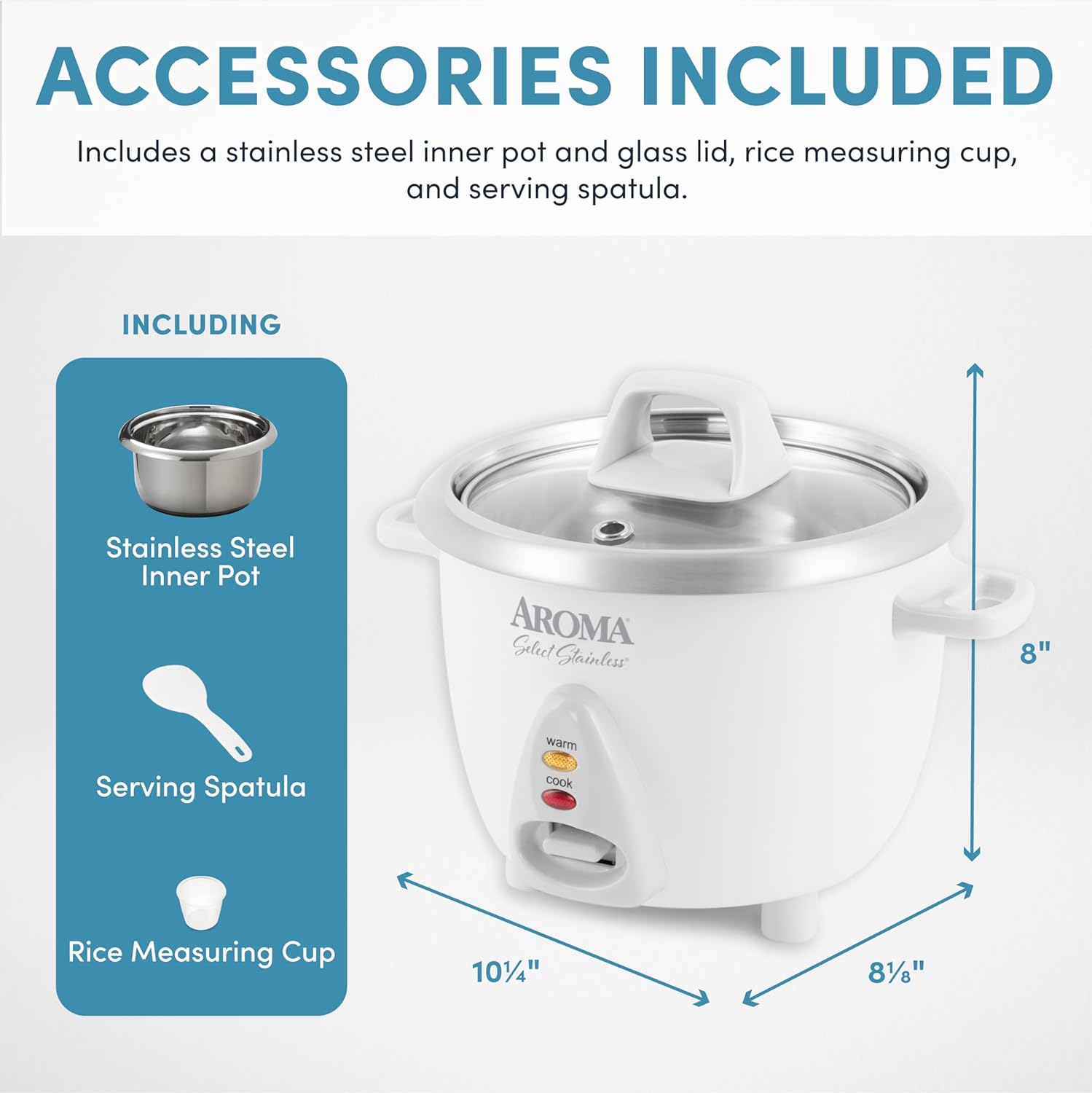 Aroma Housewares Select Stainless Rice Cooker & Warmer with Uncoated Inner Pot, 14-Cup(cooked) / 3Qt, ARC-757SG