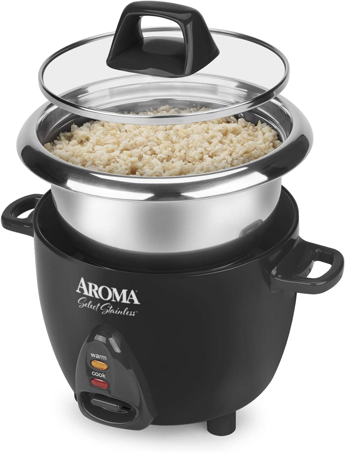 Aroma Housewares Select Stainless Rice Cooker & Warmer with Uncoated Inner Pot, 14-Cup(cooked) / 3Qt, ARC-757SG