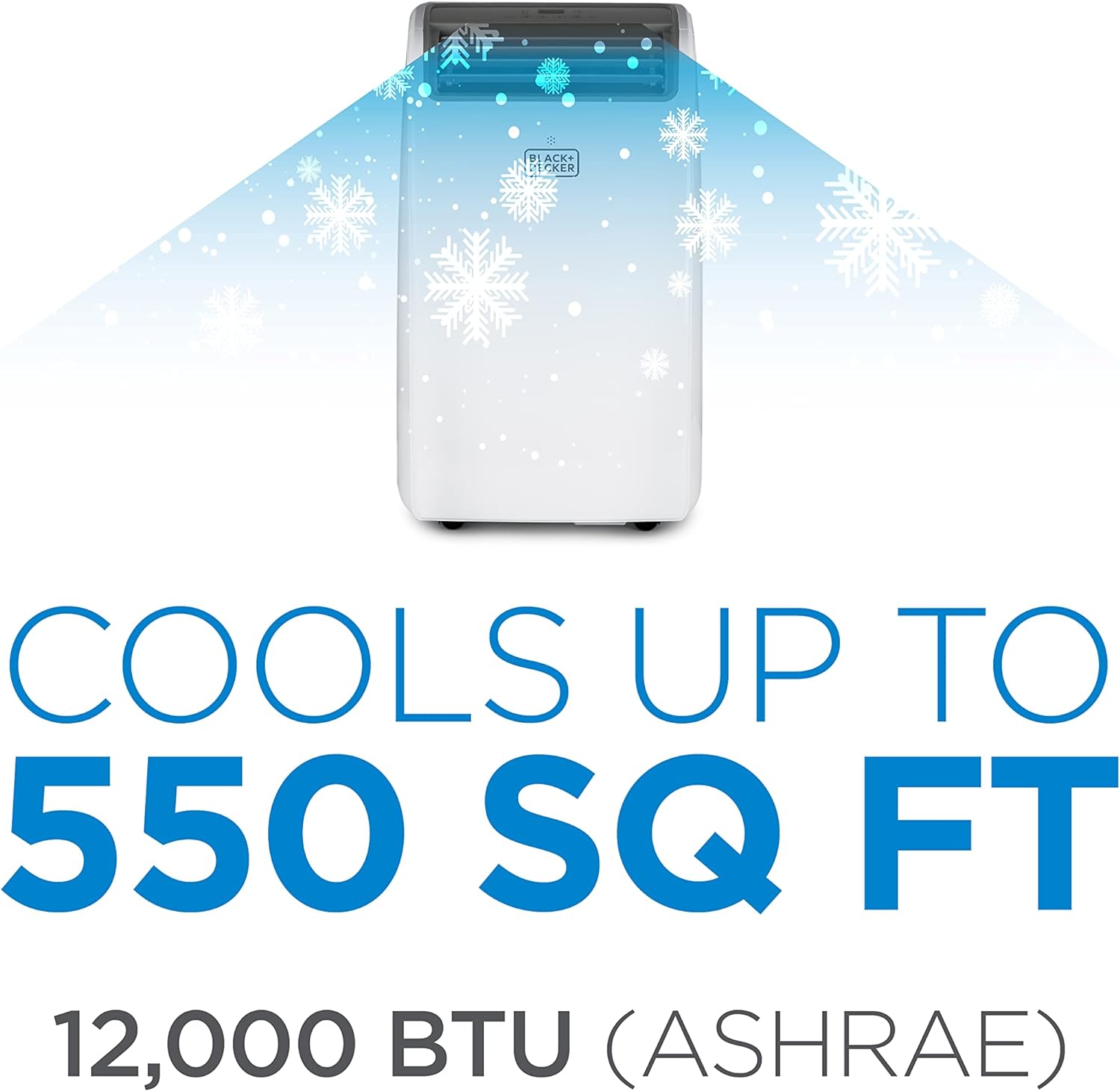 BLACK+DECKER 8,000 BTU Portable Air Conditioner up to 350 Sq. with Remote Control, White