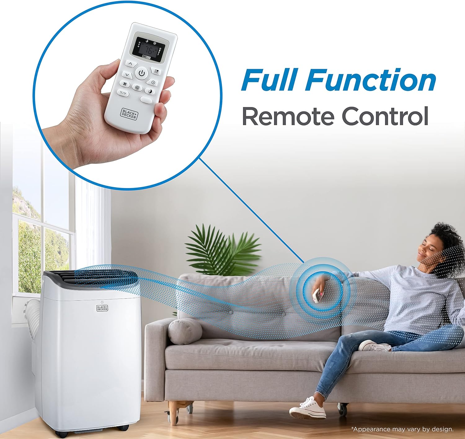 BLACK+DECKER 8,000 BTU Portable Air Conditioner up to 350 Sq. with Remote Control, White