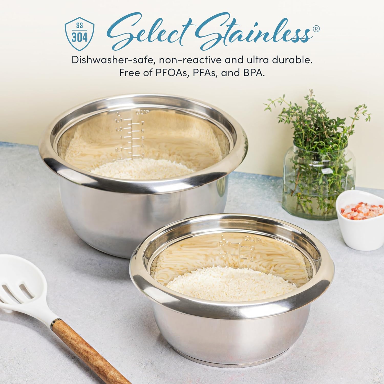 Aroma Housewares Select Stainless Rice Cooker & Warmer with Uncoated Inner Pot, 14-Cup(cooked) / 3Qt, ARC-757SG