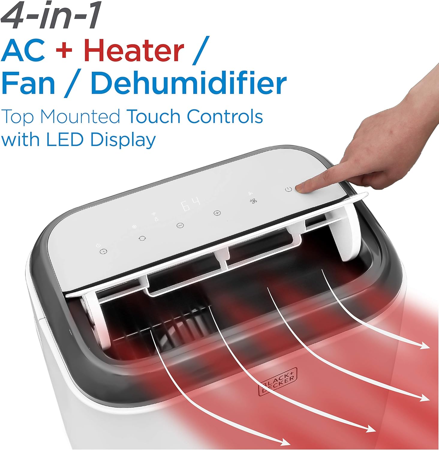 BLACK+DECKER 10,000 BTU Portable Air Conditioner with Remote Control, White