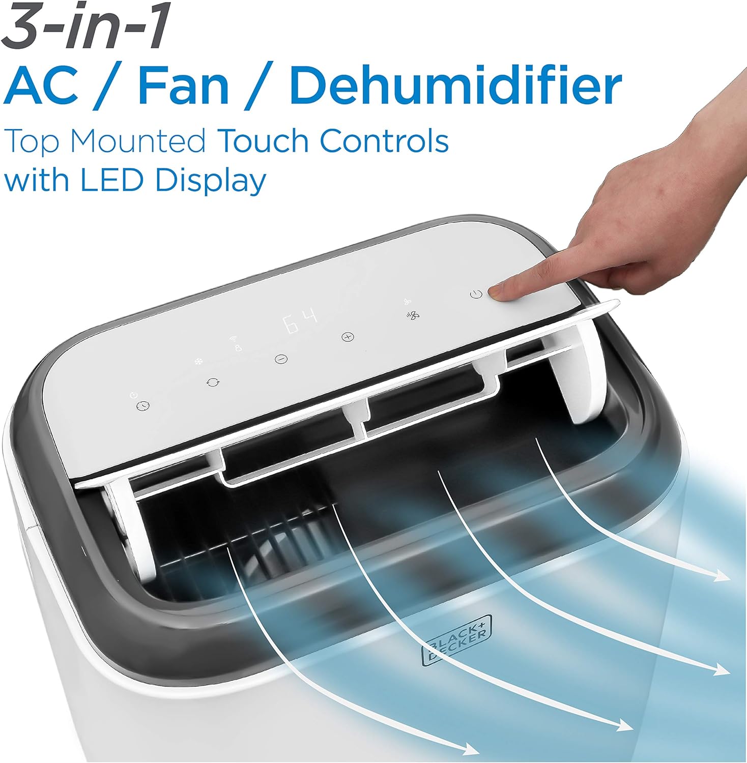 BLACK+DECKER 10,000 BTU Portable Air Conditioner with Remote Control, White