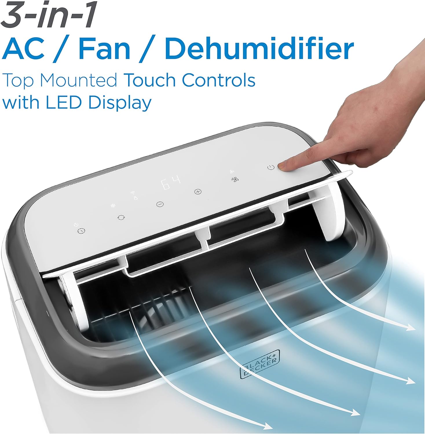 BLACK+DECKER 10,000 BTU Portable Air Conditioner with Remote Control, White