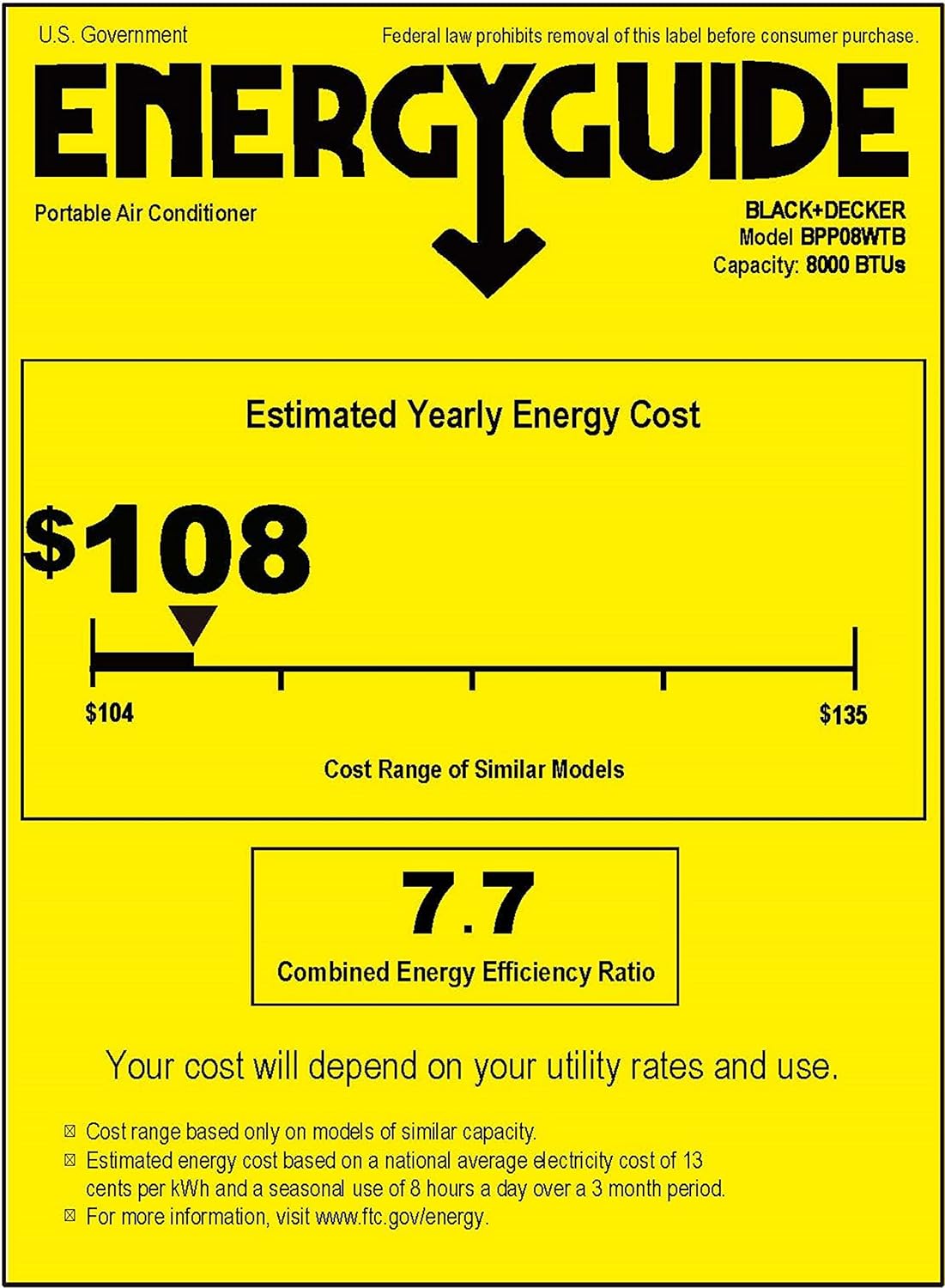 BLACK+DECKER 10,000 BTU Portable Air Conditioner with Remote Control, White